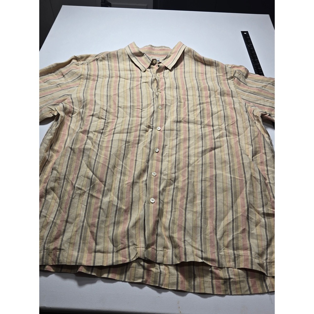 Breakwater Button Down Shirt Mens XL Multicolor Striped Excellent Short Sleeve